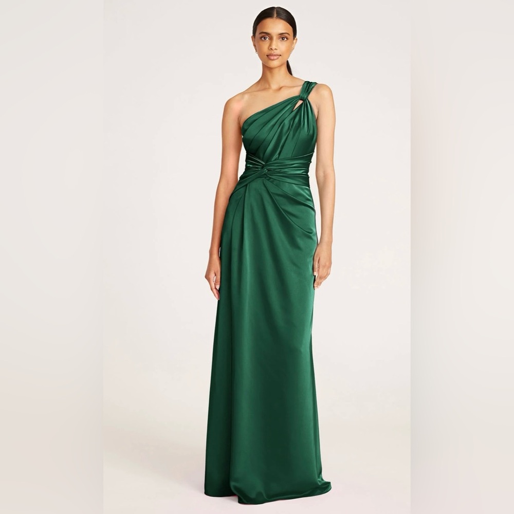 Theia Gloria One-Shoulder Emerald Green Gown